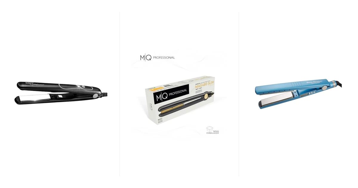 Chapinhas slim com bordas arredondadas usadas para modelar cachos e ondas