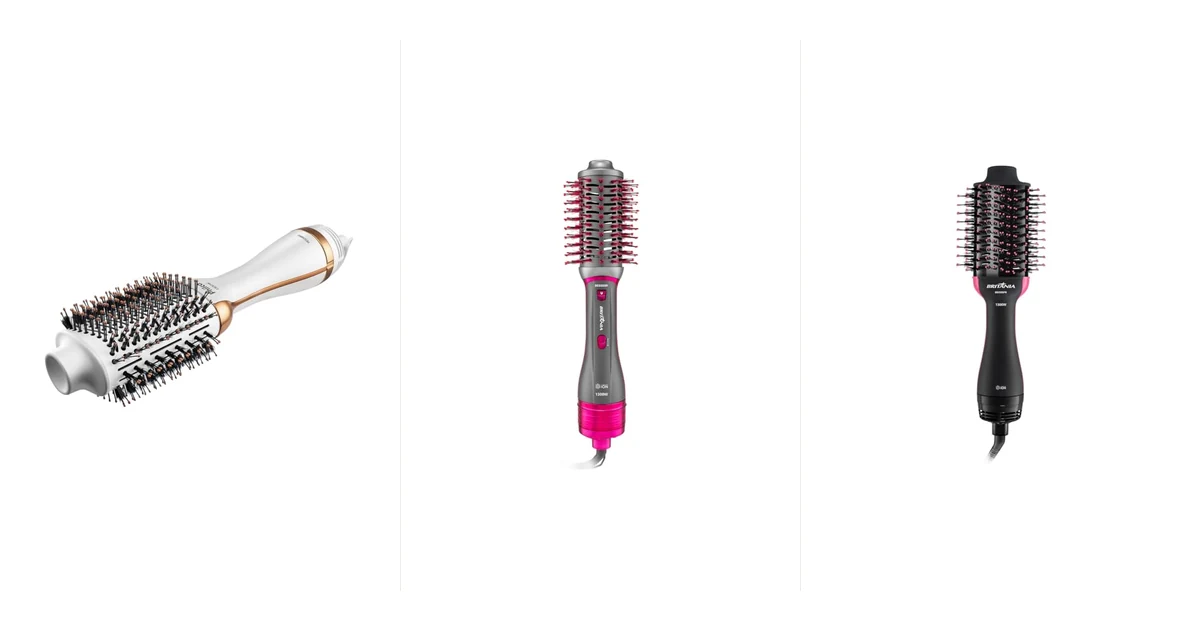 Escova rotativa com barril pequeno de 25mm sendo usada em cabelo curto tipo chanel
