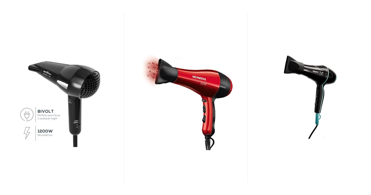 Secador de cabelo profissional com display de potência em bancada de salão