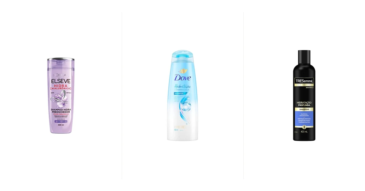 Frascos de shampoo hidratante alinhados para uso diário em banheiro
