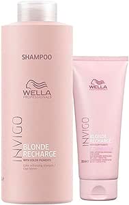 Kit Shampoo 1000ml + Condicionador 200ml Wella Invigo Blonde Recharge